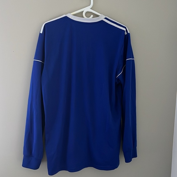 Adidas Blue Long Sleeve Tee with White Trim - Picture 2 of 4